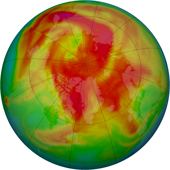 Arctic ozone map for 25 March 1999